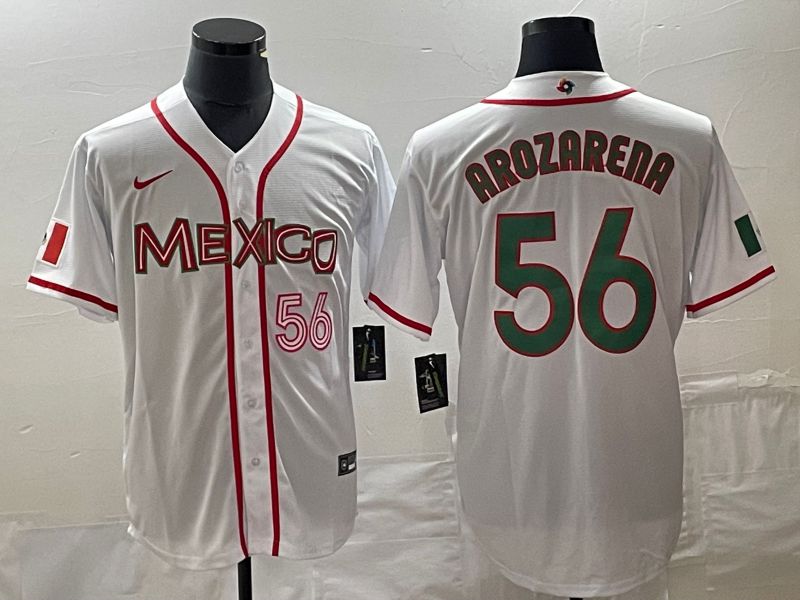 Men 2023 World Cub Mexico 56 Arozarena White green Nike MLB Jersey 8